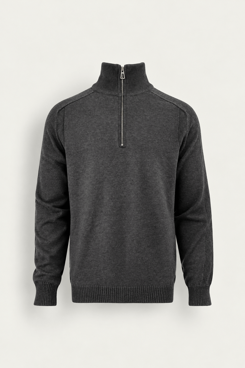 Fermuarlı Dik Yaka Slim Fit Erkek Triko Kazak