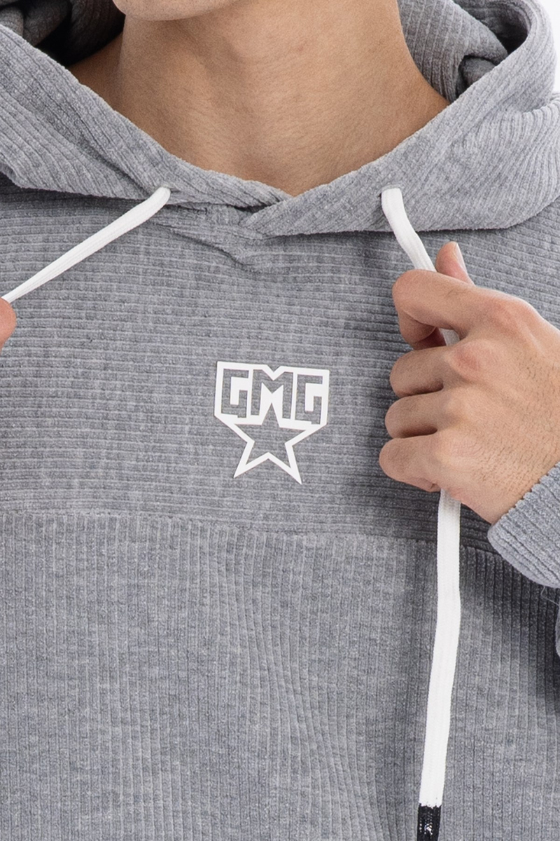 Kapüşonlu Baskı Detaylı Kadife Erkek Sweatshirt