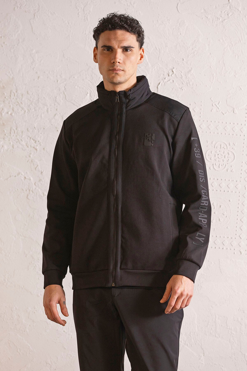 Kapüşonlu Fermuarlı Garni Detaylı Erkek Sweatshirt