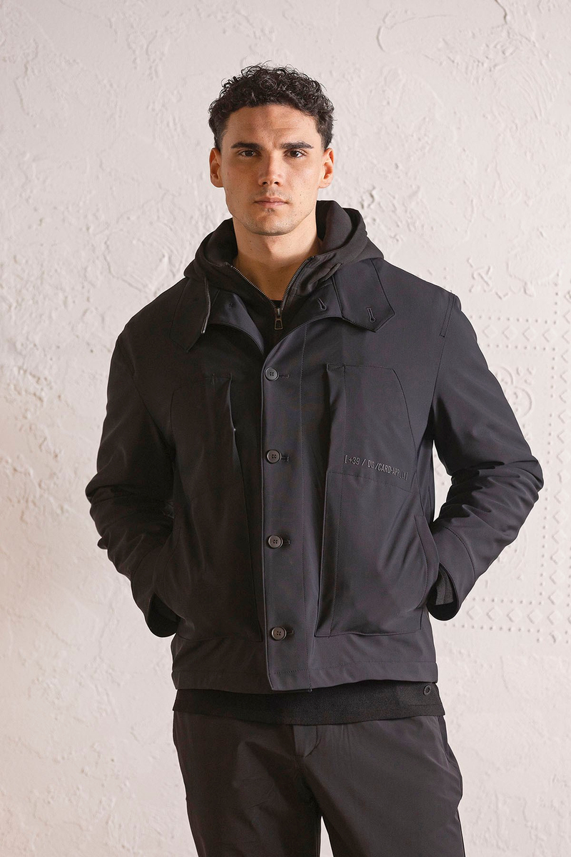 Kapüşonlu Üst Yaka Tasarımlı Erkek Mont