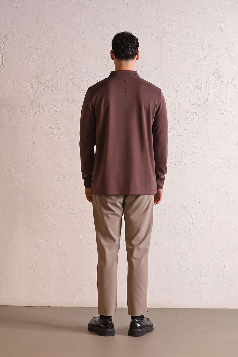 Polo Yaka Dikiş Detaylı Erkek Sweatshirt