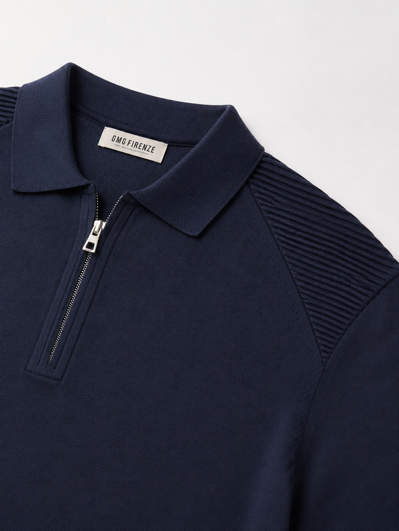 Polo Yaka Fermuarlı Basic Erkek Kazak