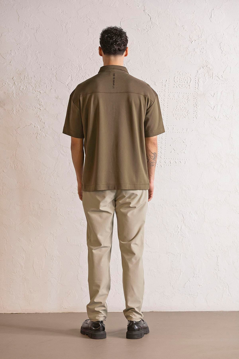 Polo Yaka Patı Fermuarlı Cepli Erkek T-shirt