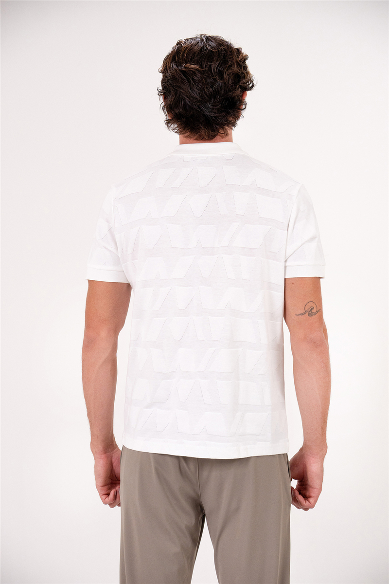 Polo Yaka Sol Göğsü Arma Detaylı Jakarlı Erkek T-shirt
