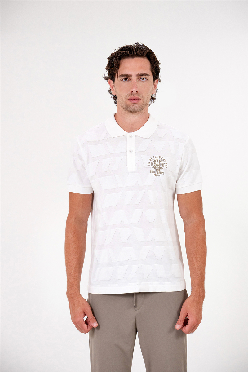 Polo Yaka Sol Göğsü Arma Detaylı Jakarlı Erkek T-shirt