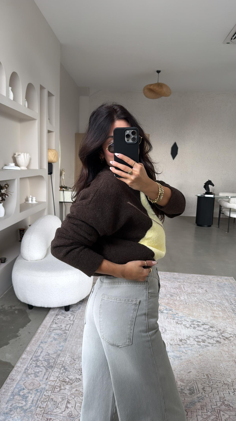 Açık Gri Taşlama Orijinal ZR Wide Leg Jean