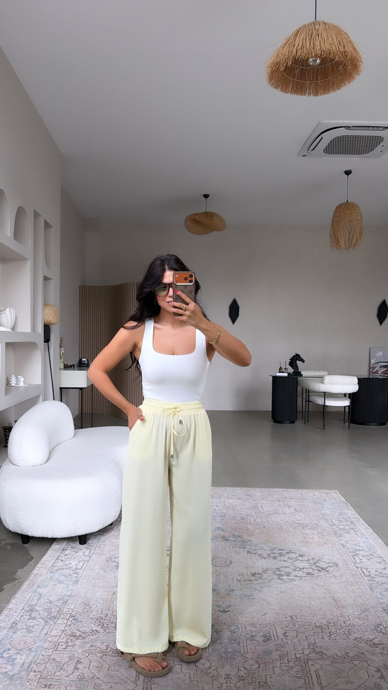 Açık Sarı Premium Tiril Kumaş Pantolon