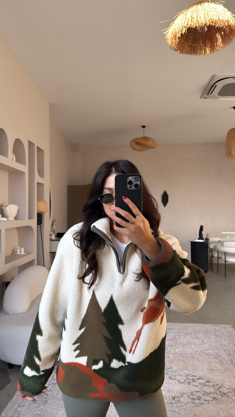 Ağaç Desenli Oys Model Polar Sweatshirt