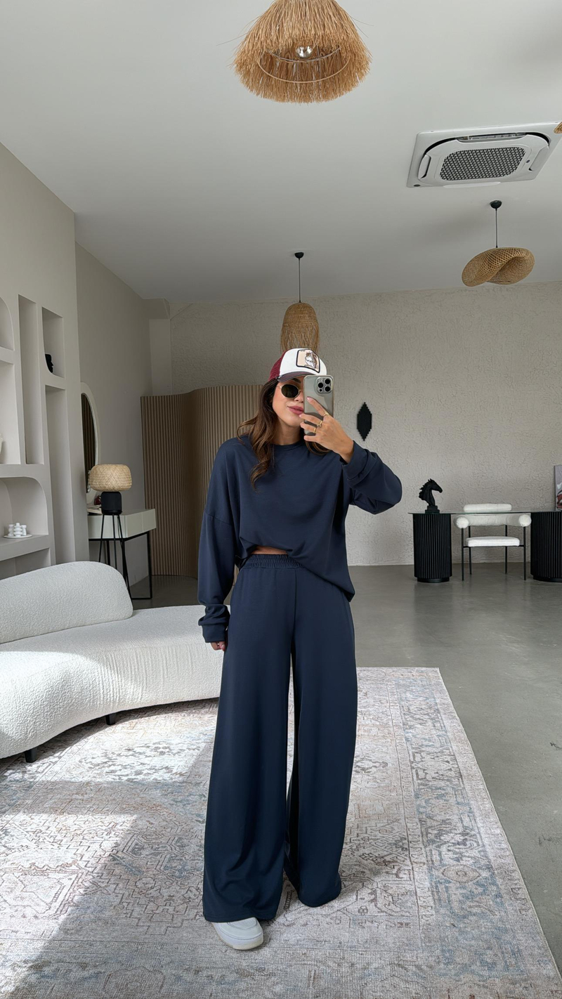 Antrasit Bol Paça Sweatshirt Eşofman Takım