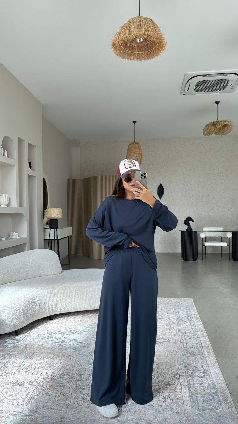Antrasit Bol Paça Sweatshirt Eşofman Takım