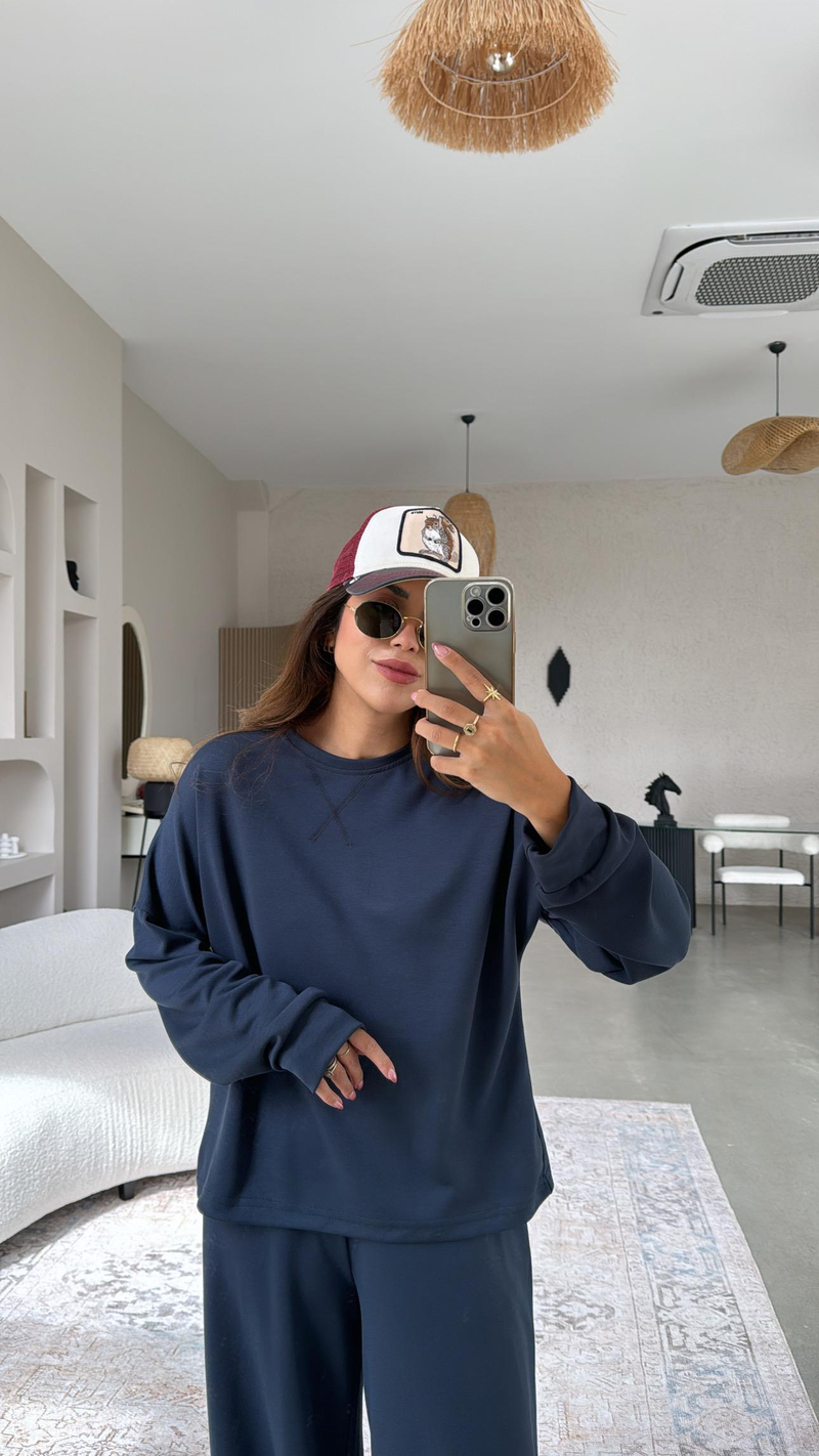 Antrasit Bol Paça Sweatshirt Eşofman Takım