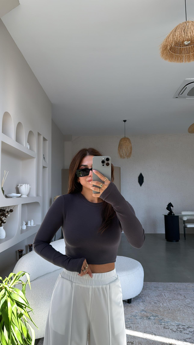Antrasit Crop Parmak Geçme İthal Body
