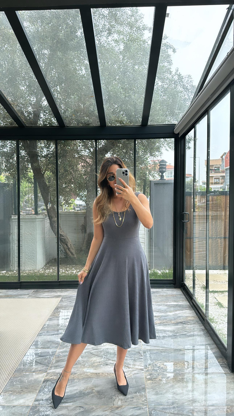 Antrasit Özel Üretim Kaşkorse Basic Elbise