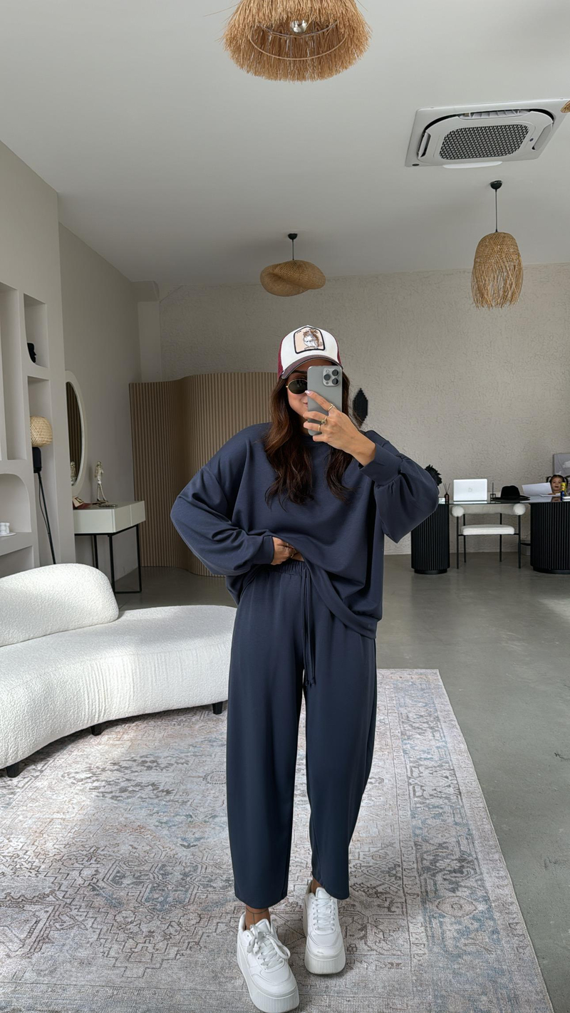 Antrasit Sweatshirt Eşofman Takım