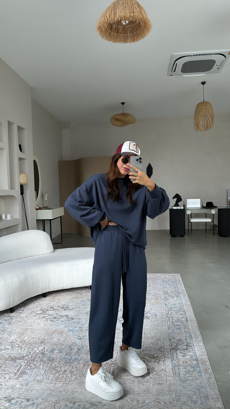 Antrasit Sweatshirt Eşofman Takım