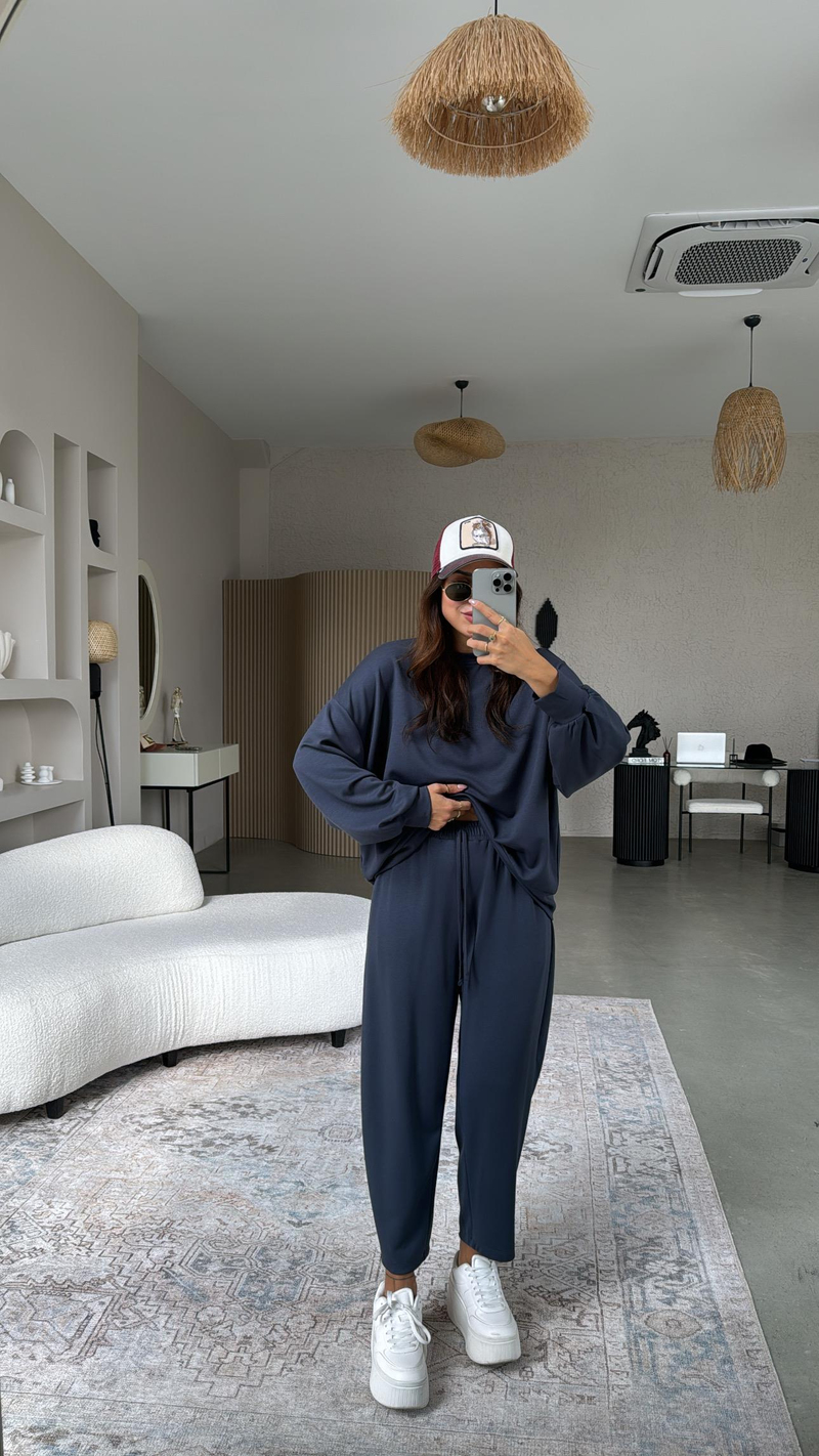 Antrasit Sweatshirt Eşofman Takım