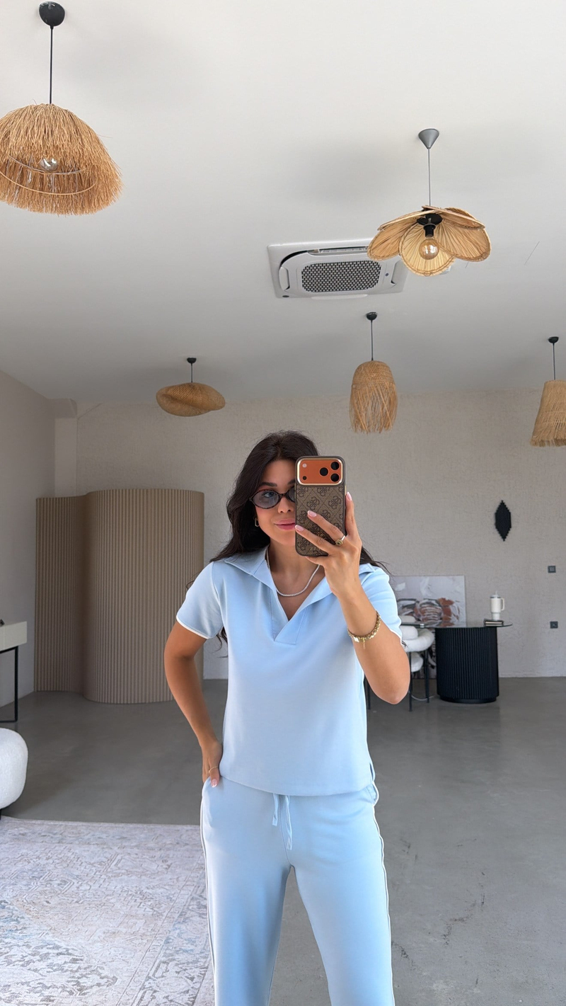 Bebe Mavi Biyeli Yakalı Takım