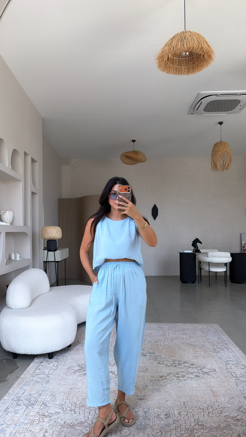 Bebe Mavi Tensel Atlet Pantolon Basic Takım
