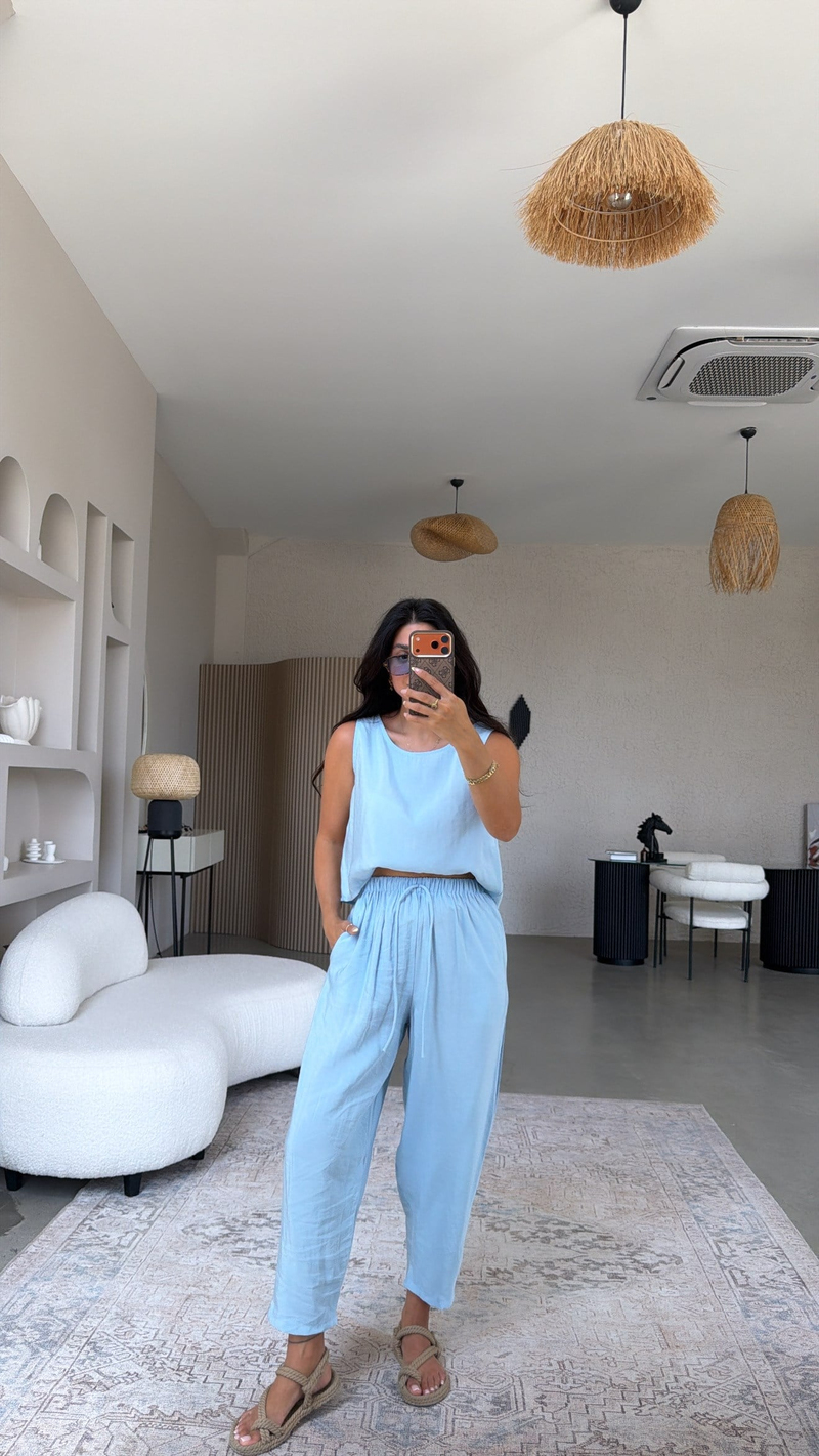 Bebe Mavi Tensel Atlet Pantolon Basic Takım