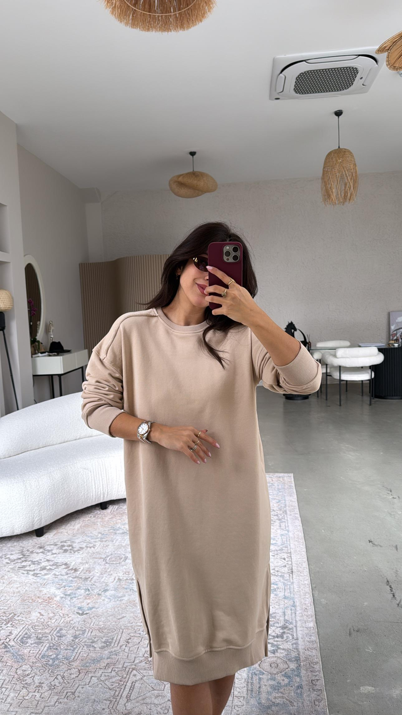 Bej Sweat Elbise