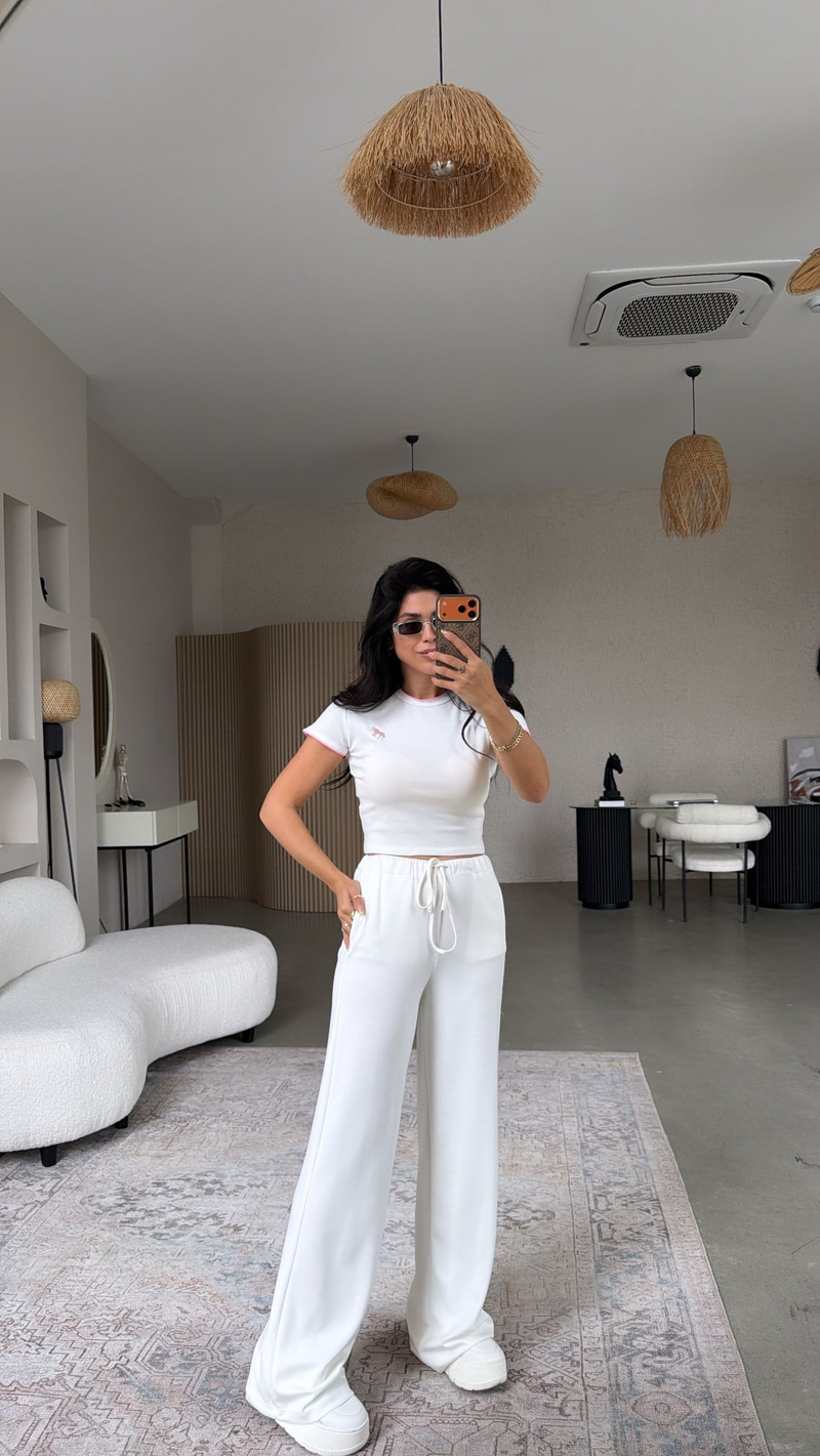 Beyaz Basic Modal Eşofman