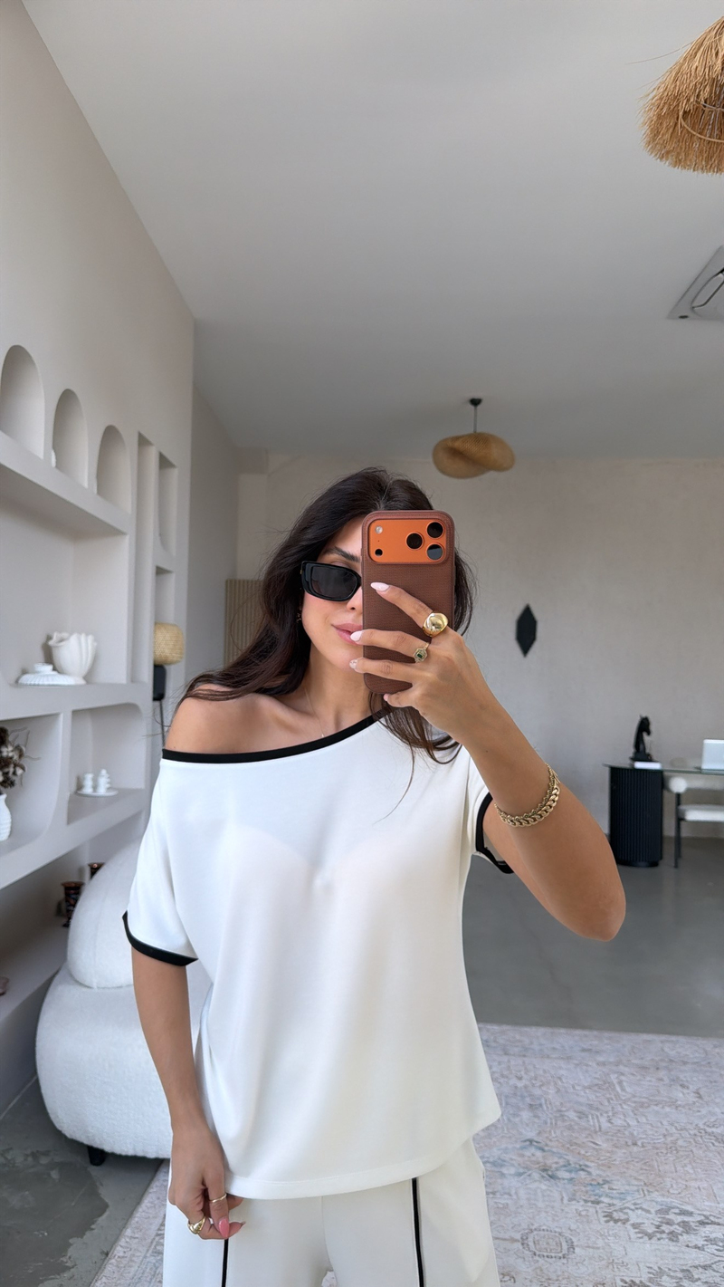 Beyaz Biyeli Modal Premium Takım