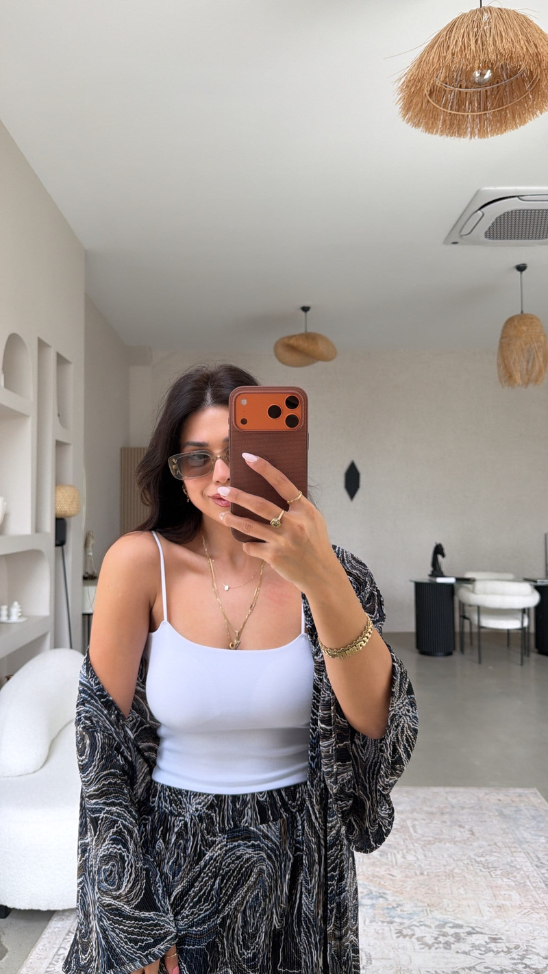 Beyaz İp Askılı Pamuk Globlu Atlet