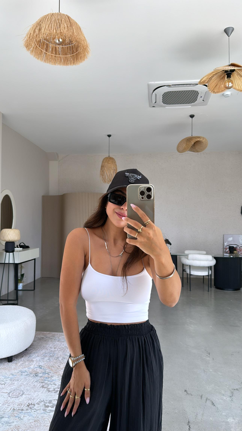 Beyaz Lastik Askı Crop