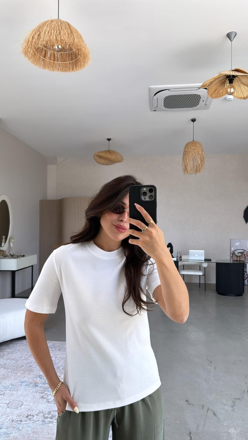 Beyaz Pamuk Massi Basic Tshirt