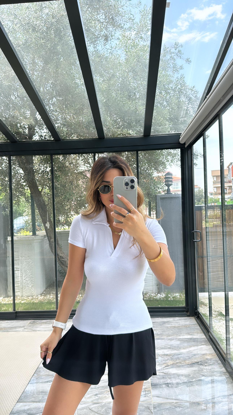 Beyaz Yakalı Ribana Tshirt