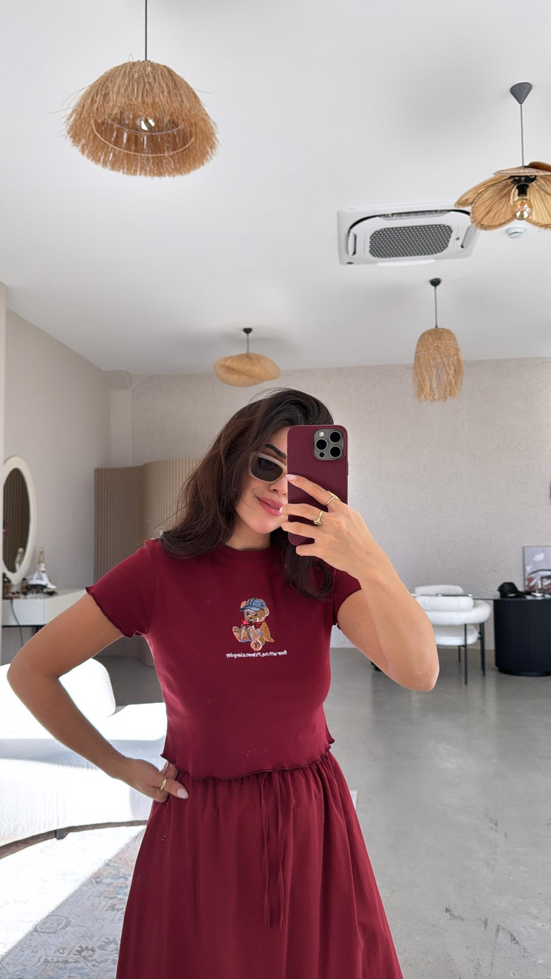 Bordo Ayıcıklı Tshirt
