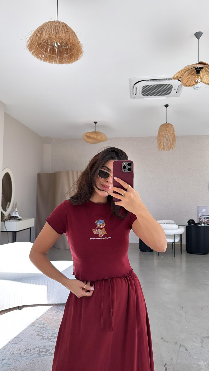 Bordo Ayıcıklı Tshirt