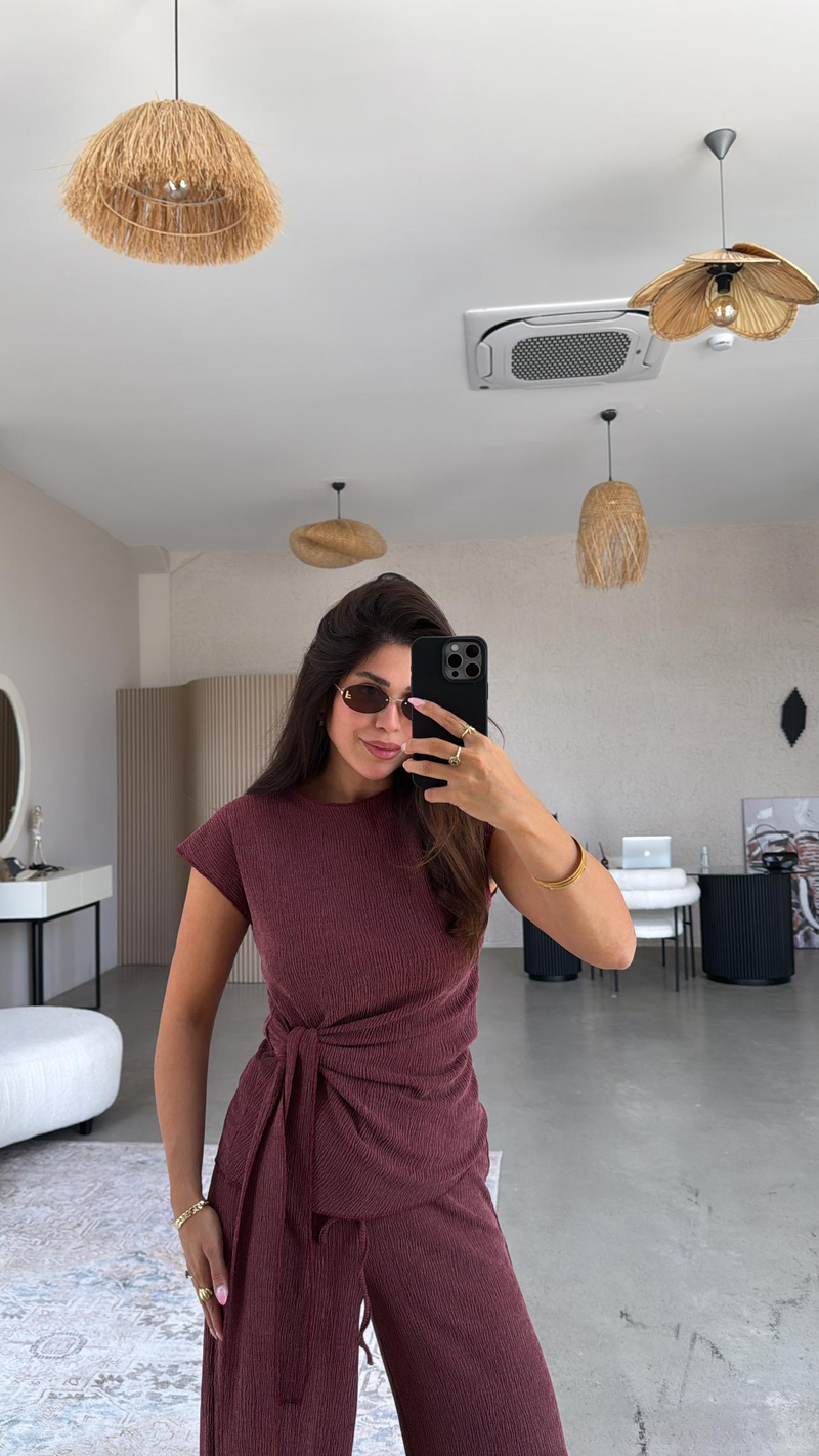 Bordo Bağlamalı Bürümcük Takım 