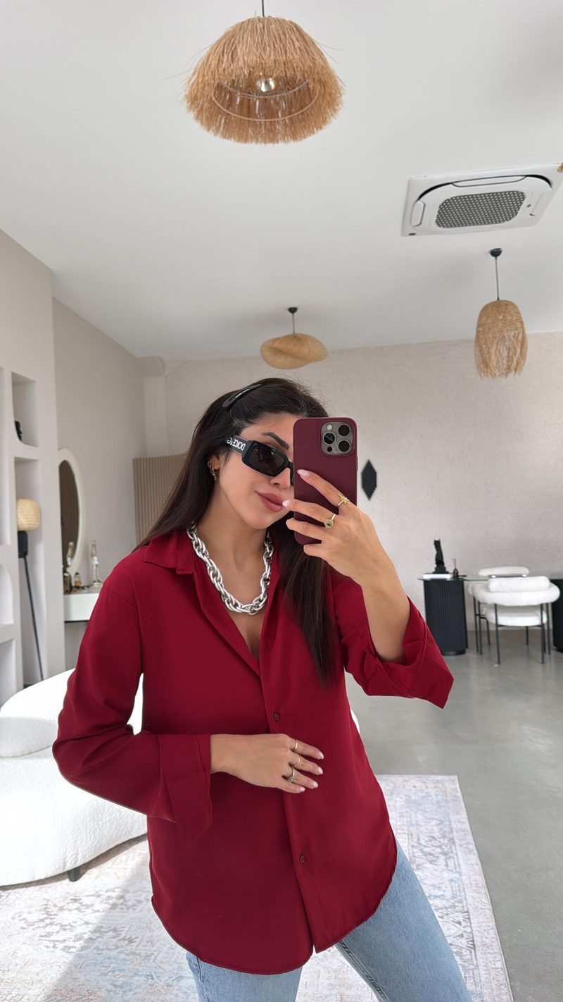 Bordo Basic Gömlek