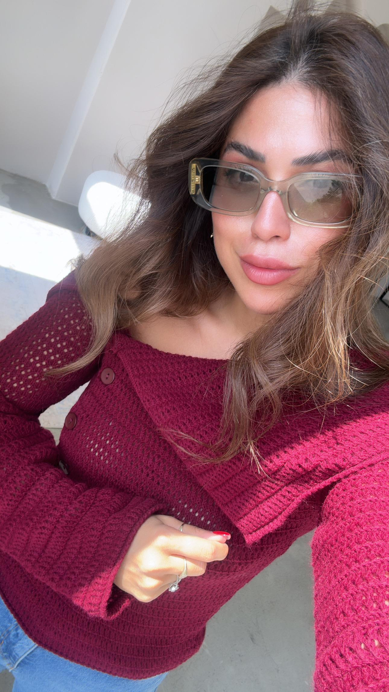 Bordo Düğmeli Madonna Triko