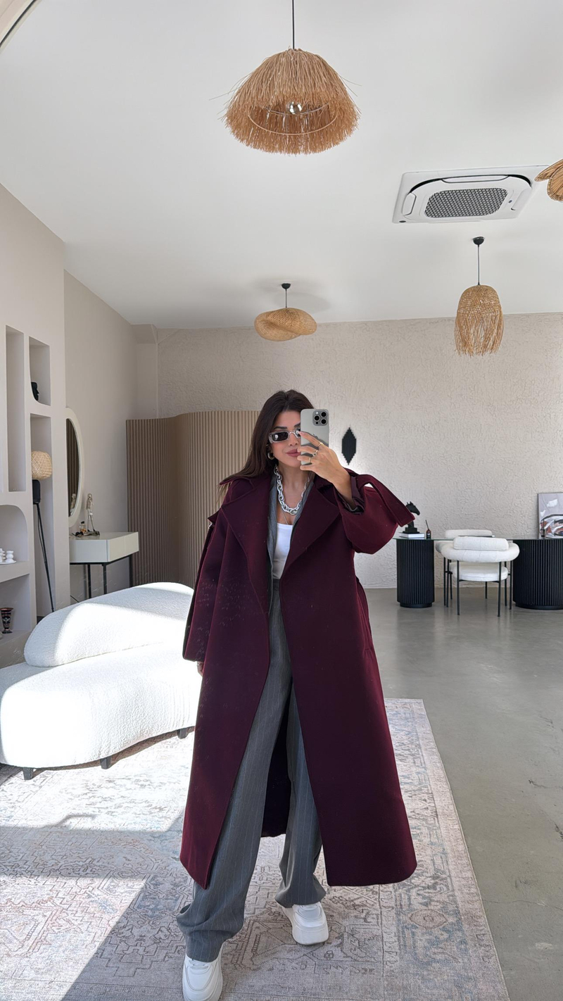 Bordo Kaşe Premium Kaban