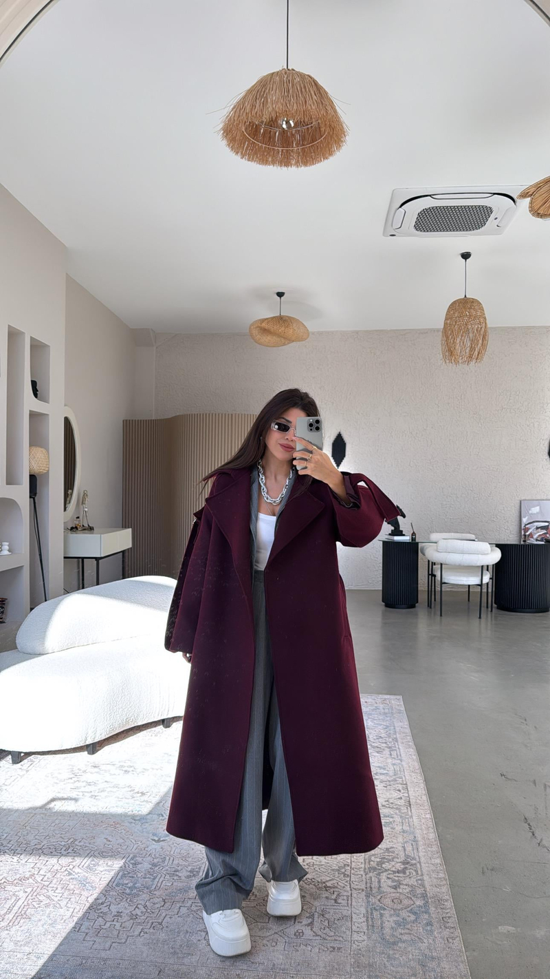 Bordo Kaşe Premium Kaban