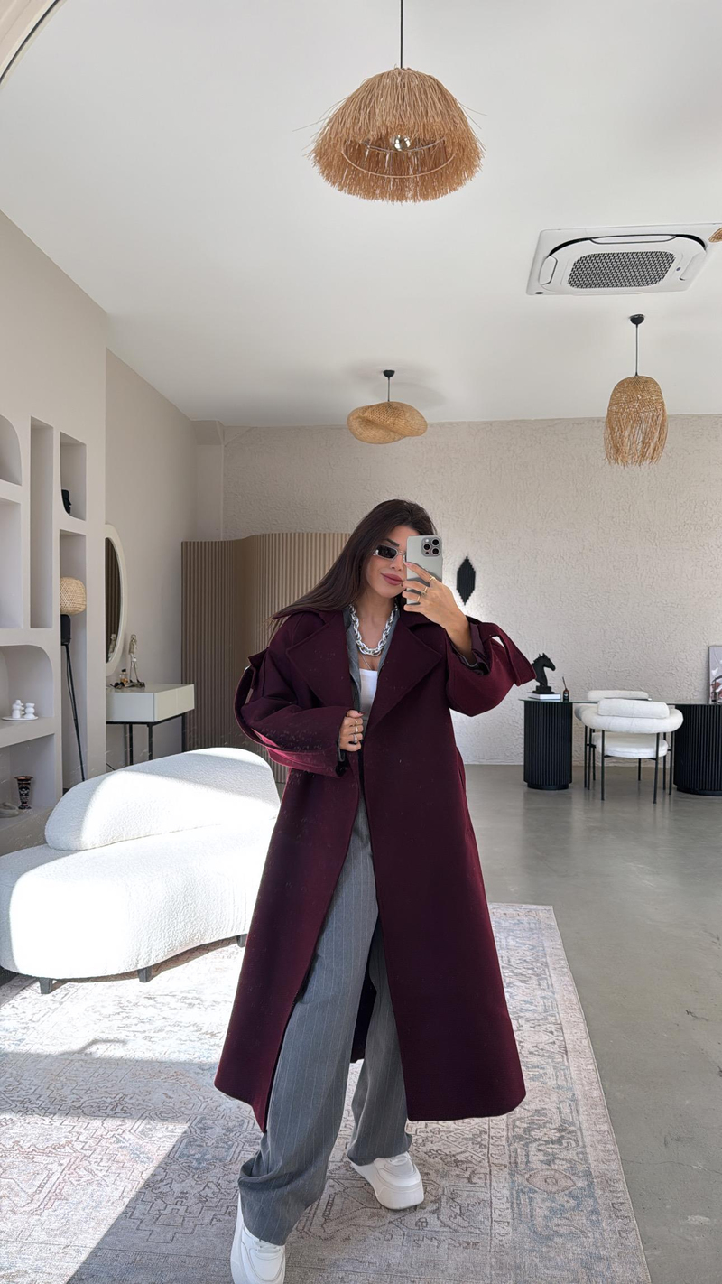 Bordo Kaşe Premium Kaban