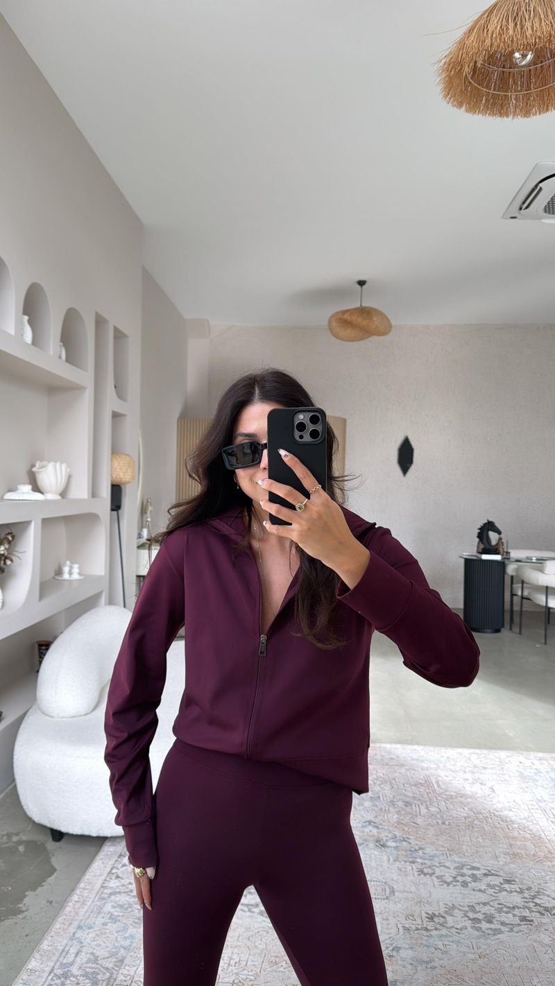 Bordo Oys Tayt Ceket Takım