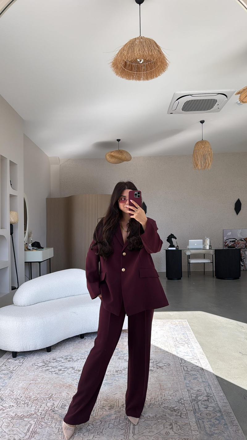 Bordo Premium Ceket Pantolon Takım