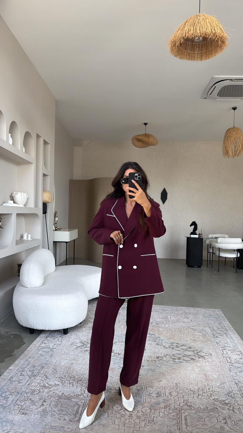 Bordo Premium Ceket Pantolon Takım