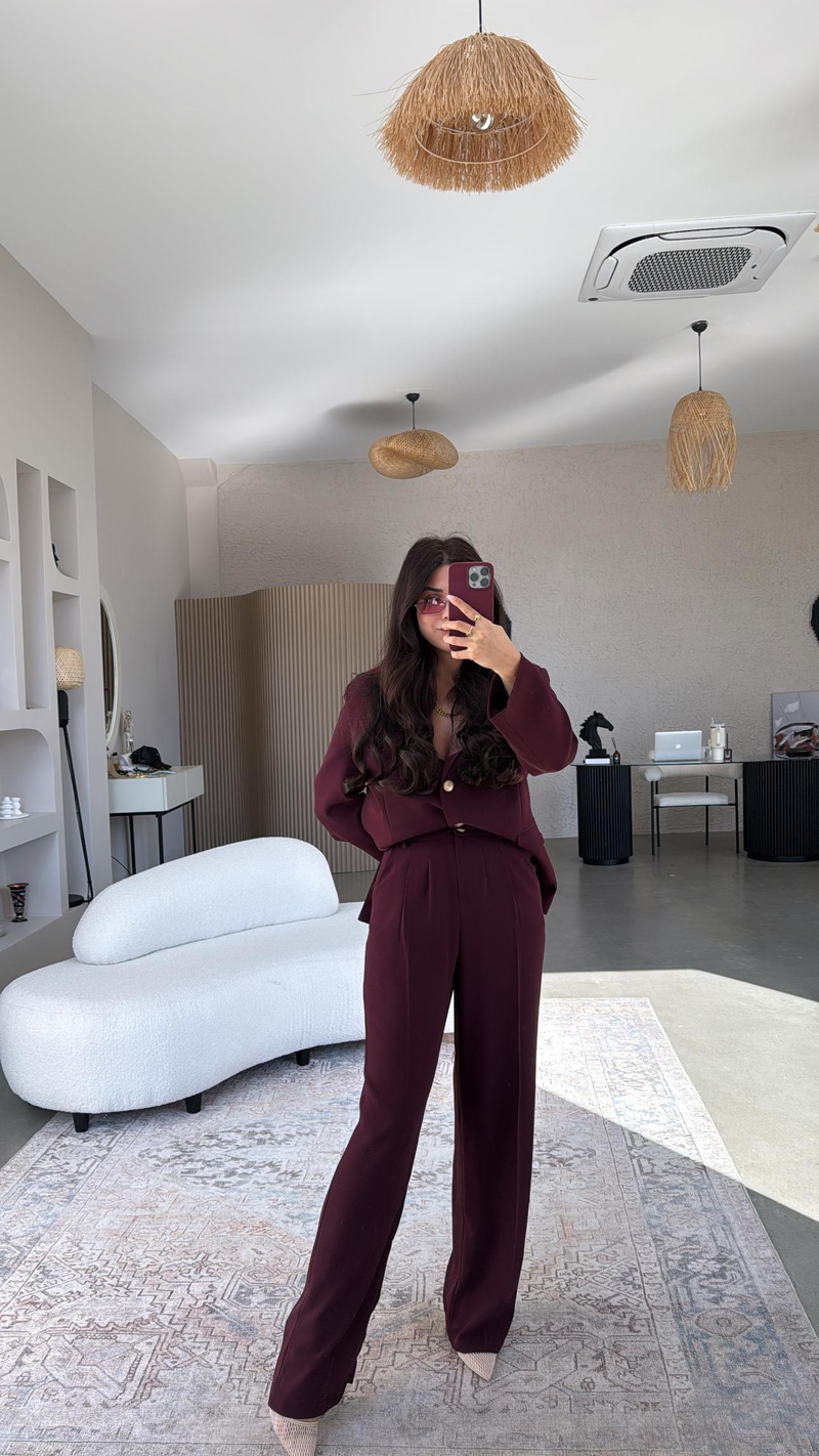 Bordo Premium Ceket Pantolon Takım
