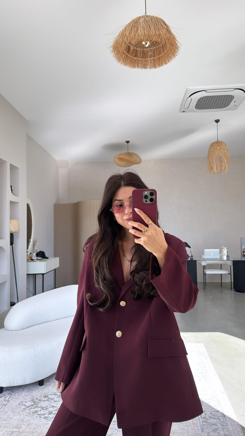 Bordo Premium Ceket Pantolon Takım