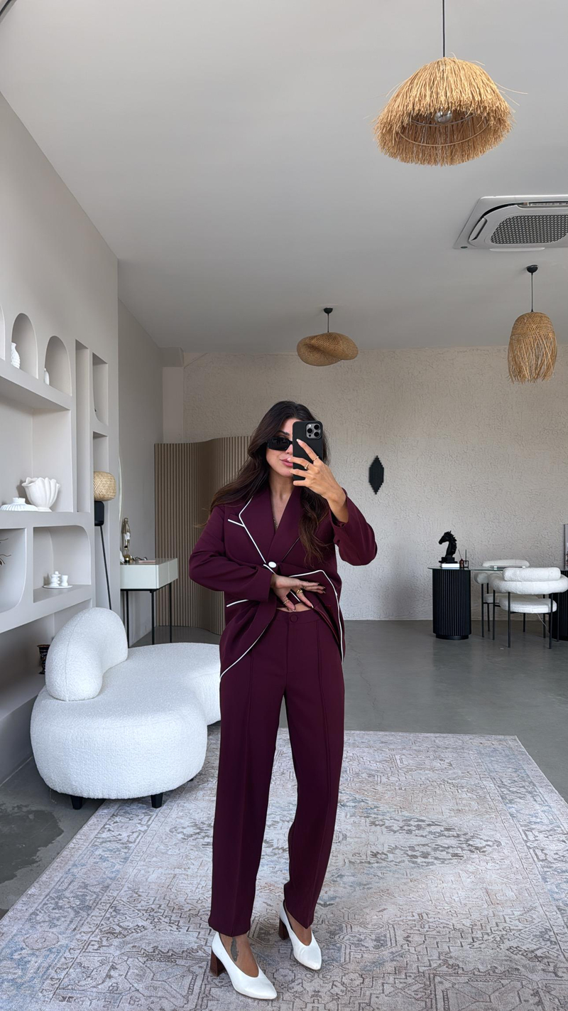 Bordo Premium Ceket Pantolon Takım