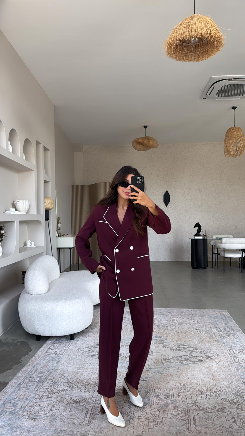Bordo Premium Ceket Pantolon Takım