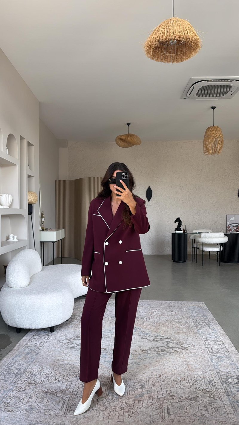 Bordo Premium Ceket Pantolon Takım