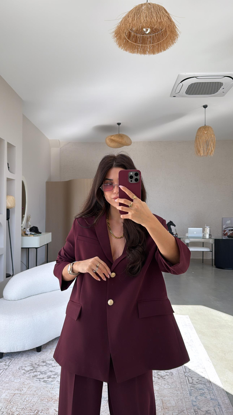 Bordo Premium Ceket Pantolon Takım