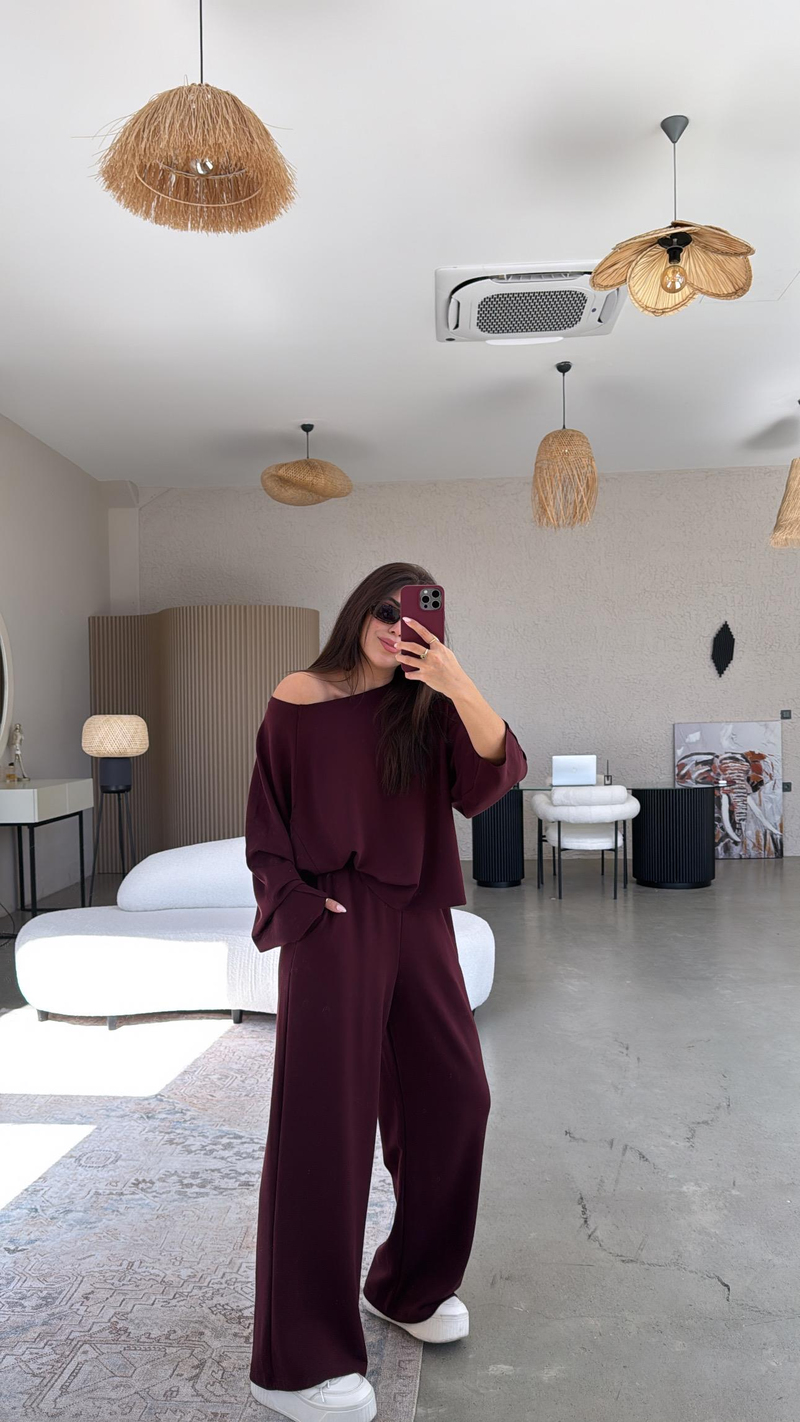 Bordo Premium Ters Dikiş Takım