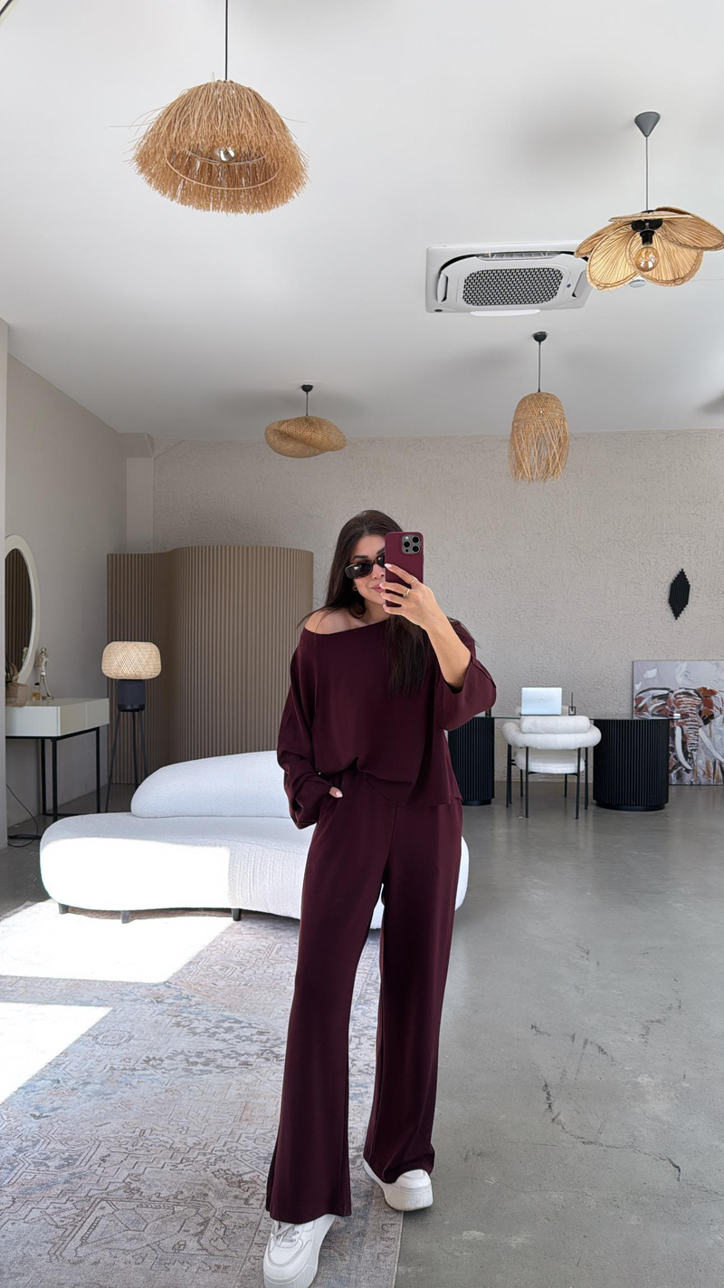 Bordo Premium Ters Dikiş Takım