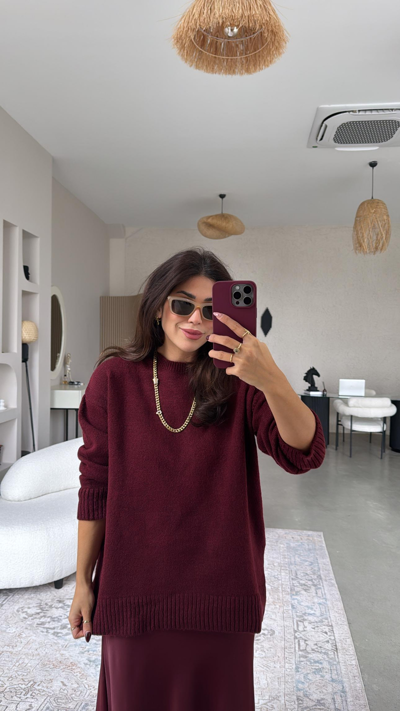 Bordo Saten Etek